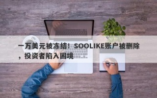 一万美元被冻结！SOOLIKE账户被删除，投资者陷入困境