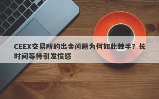 CEEX交易所的出金问题为何如此棘手？长时间等待引发愤怒