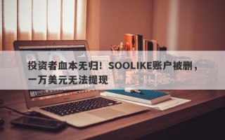 投资者血本无归！SOOLIKE账户被删，一万美元无法提现