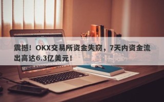 震撼！OKX交易所资金失窃，7天内资金流出高达6.3亿美元！