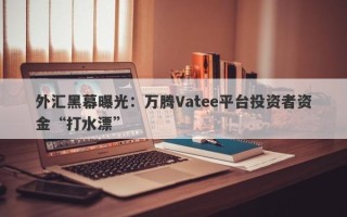 外汇黑幕曝光：万腾Vatee平台投资者资金“打水漂”