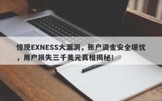 惊现EXNESS大漏洞，账户资金安全堪忧，用户损失三千美元真相揭秘！