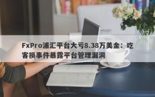 FxPro浦汇平台大亏8.38万美金：吃客损事件暴露平台管理漏洞