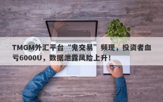 TMGM外汇平台“鬼交易”频现，投资者血亏6000U，数据泄露风险上升！