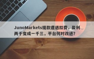 JunoMarkets提款遭遇扣费，盈利两千变成一千三，平台何时改进？