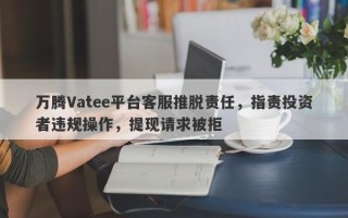 万腾Vatee平台客服推脱责任，指责投资者违规操作，提现请求被拒