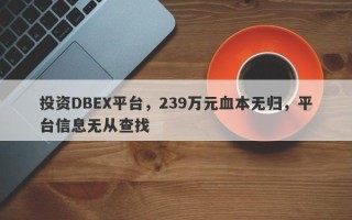 投资DBEX平台，239万元血本无归，平台信息无从查找