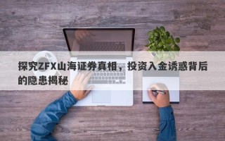 探究ZFX山海证券真相，投资入金诱惑背后的隐患揭秘