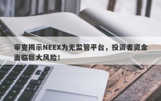 审查揭示NEEX为无监管平台，投资者资金面临巨大风险！