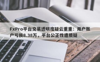 FxPro平台交易透明度疑云重重：用户账户亏损8.38万，平台公正性遭质疑