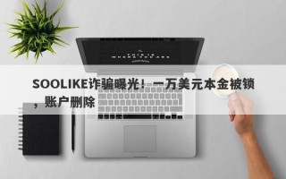 SOOLIKE诈骗曝光！一万美元本金被锁，账户删除