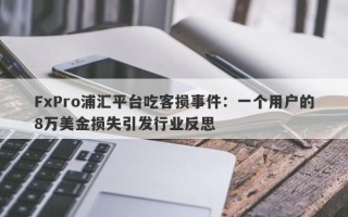 FxPro浦汇平台吃客损事件：一个用户的8万美金损失引发行业反思