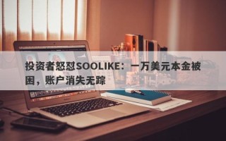 投资者怒怼SOOLIKE：一万美元本金被困，账户消失无踪