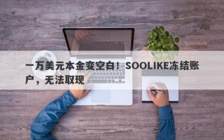 一万美元本金变空白！SOOLIKE冻结账户，无法取现