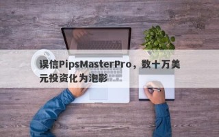 误信PipsMasterPro，数十万美元投资化为泡影