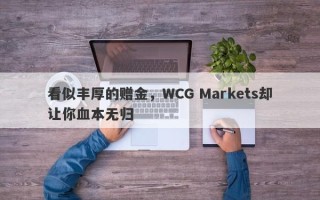 看似丰厚的赠金，WCG Markets却让你血本无归