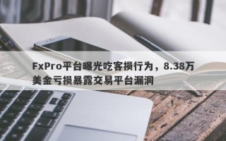 FxPro平台曝光吃客损行为，8.38万美金亏损暴露交易平台漏洞